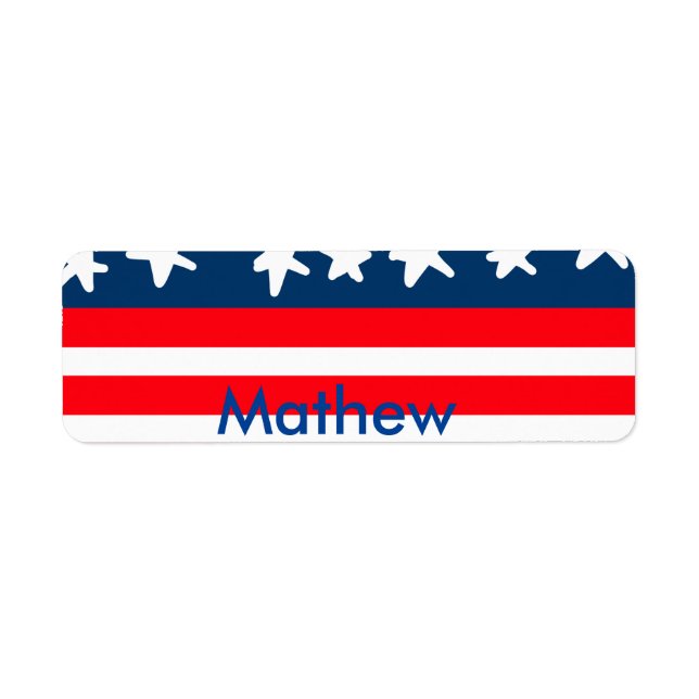 4th july independence day add name text US flag Label (Front)