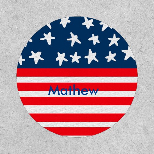 4th july independence day add name text US flag Patch