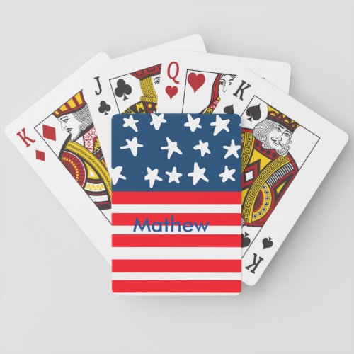 4th july independence day add name text US flag Playing Cards