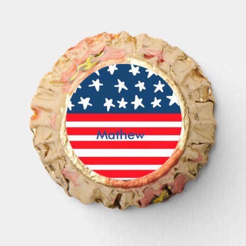 4th july independence day add name text US flag Reeses Peanut Butter Cups