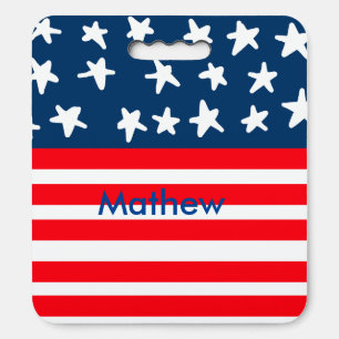 4th july independence day add name text US flag Seat Cushion