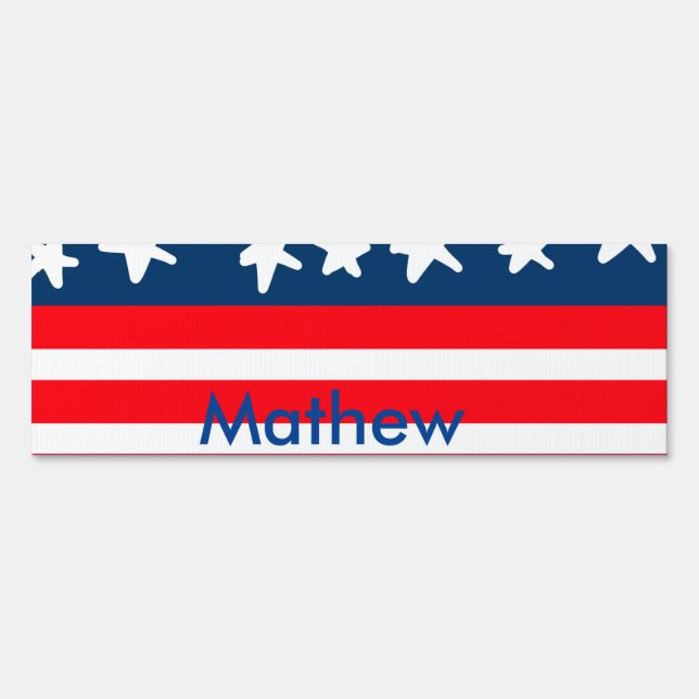 4th july independence day add name text US flag Sign (Front)
