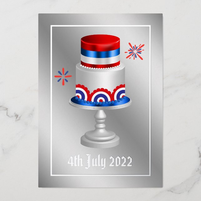 4th July Independence Day Foil Holiday Card (Front)