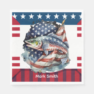 4th July Independence Day for fishing lovers  Napkins