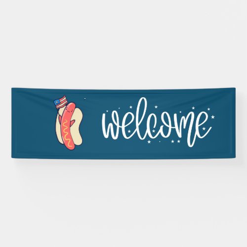 4th July Independence Day party American hot dog Banner