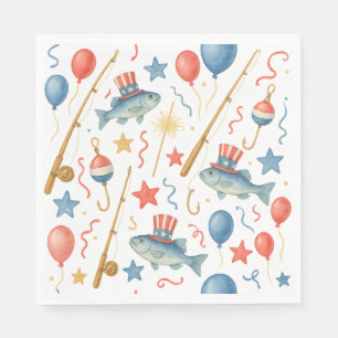 4th July Independence Day party for fishing lovers Napkins