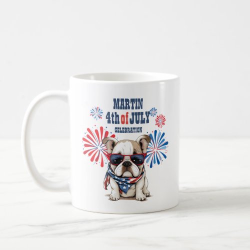4th July Independence Day Red White Blue Bulldog Coffee Mug