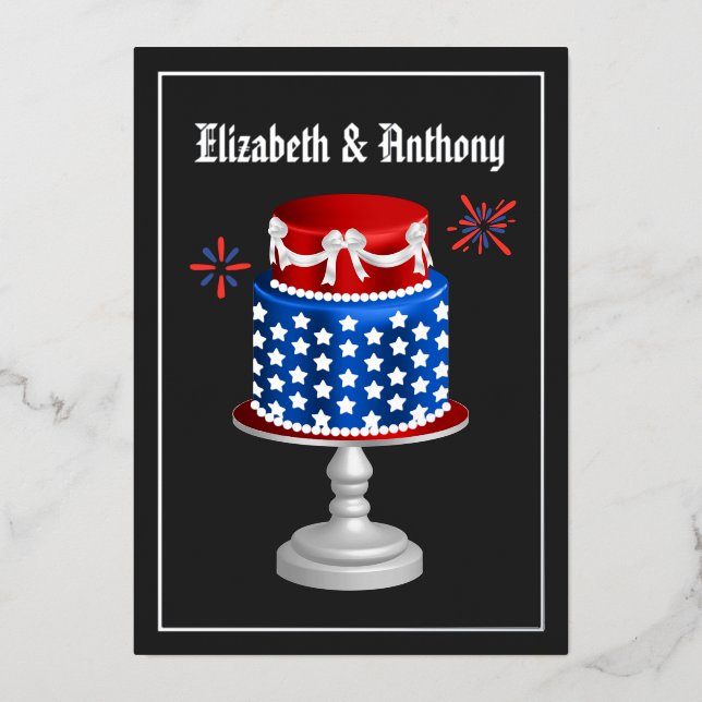 4th July Independence Day Wedding Foil Invitation (Front)