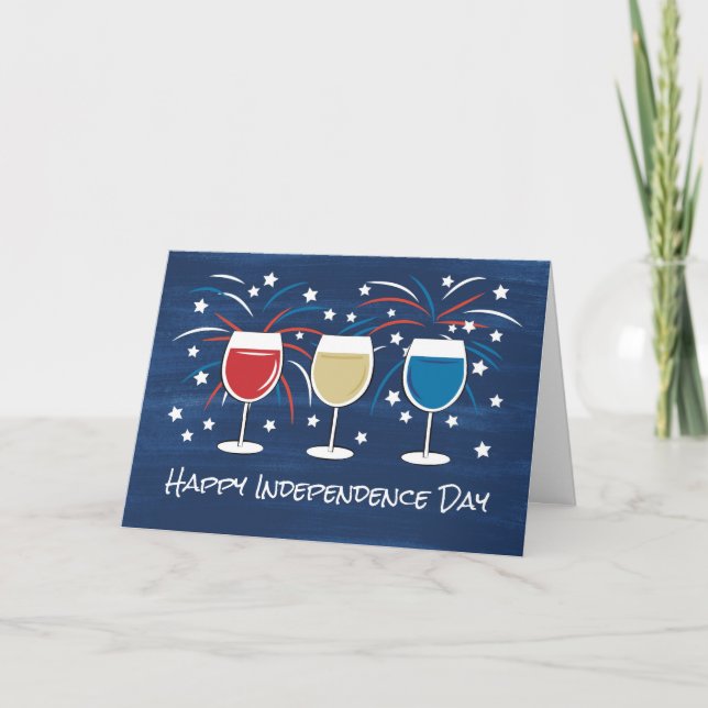 4th July Independence Day Wine Theme Thank You Card (Front)