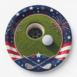 4th July Independence for Golfer Party  Paper Plates