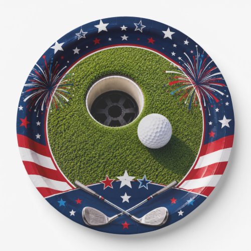 4th July Independence for Golfer Party  Paper Plates
