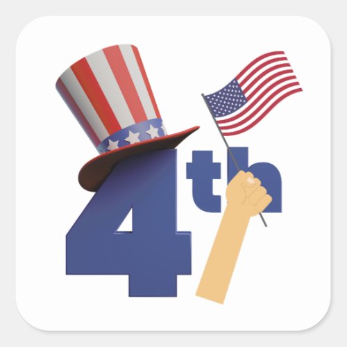 4th July Independent Day Square Sticker