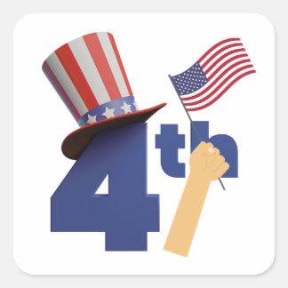 4th July Independent Day Square Sticker