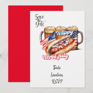4th July invitation card save the date