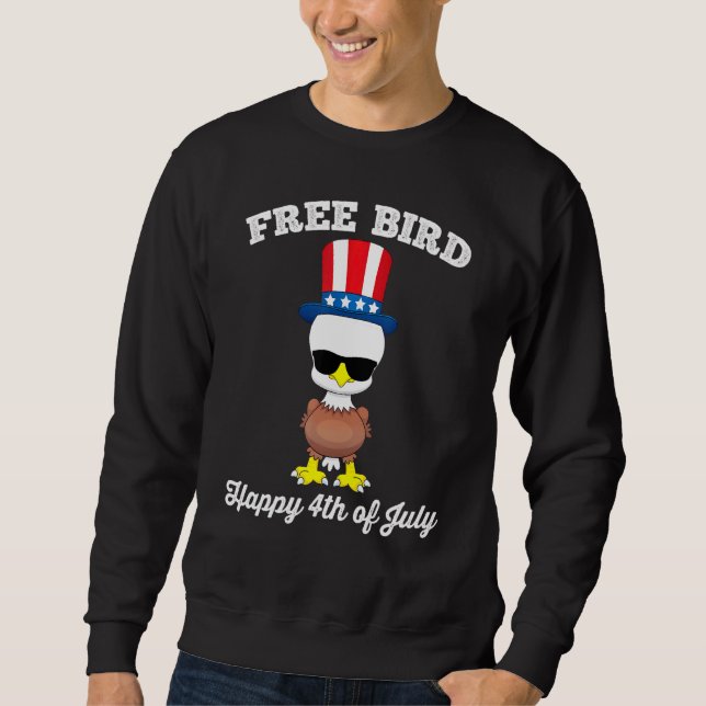 4th July Kid Baby Bird Cool Eagle With Sunglasses  Sweatshirt (Front)