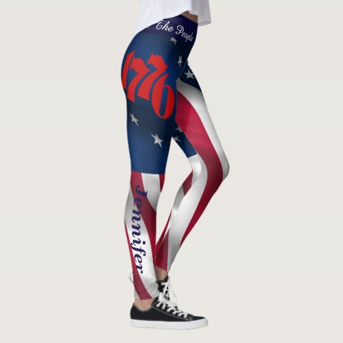 4th JULY Leggings American Flag Your Name Parade