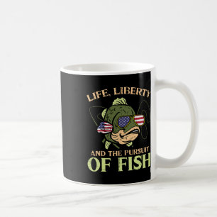 4th July Life Liberty Pursuit Fish Funny Fishing P Coffee Mug