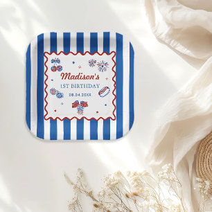 4th July Patriotic 1st Birthday Party Paper Plates