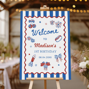 4th July Patriotic 1st Birthday Party Welcome Foam Board