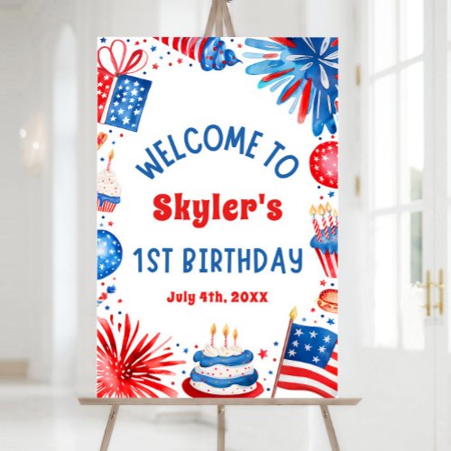 4th July Patriotic 1st Birthday Party Welcome Sign