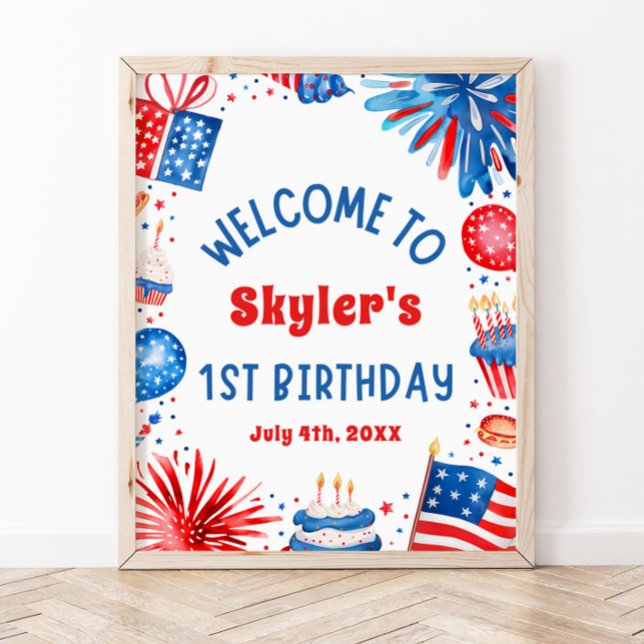 4th July Patriotic 1st Birthday Party Welcome Sign (Creator Uploaded)