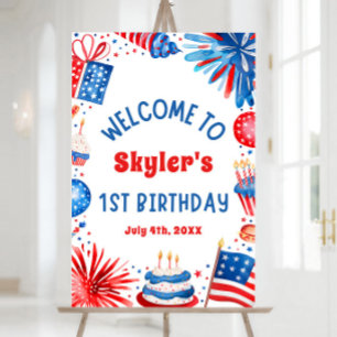4th July Patriotic 1st Birthday Party Welcome Sign