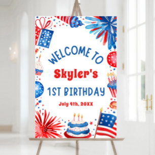 4th July Patriotic 1st Birthday Party Welcome Sign