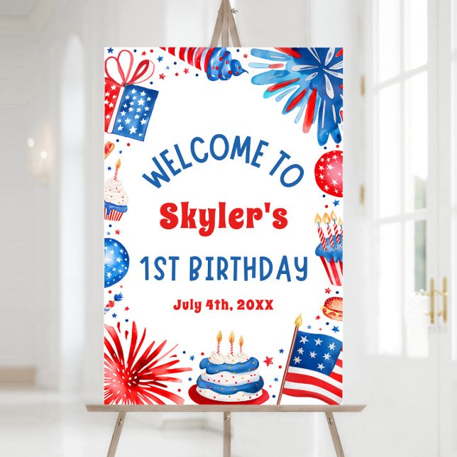 4th July Patriotic 1st Birthday Party Welcome Sign (Creator Uploaded)