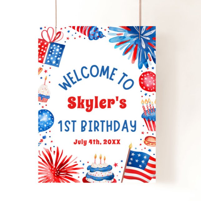 4th July Patriotic 1st Birthday Party Welcome Sign (Creator Uploaded)