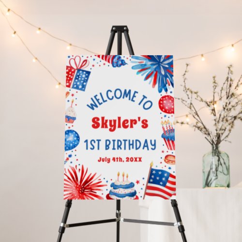 4th July Patriotic 1st Birthday Party Welcome Sign