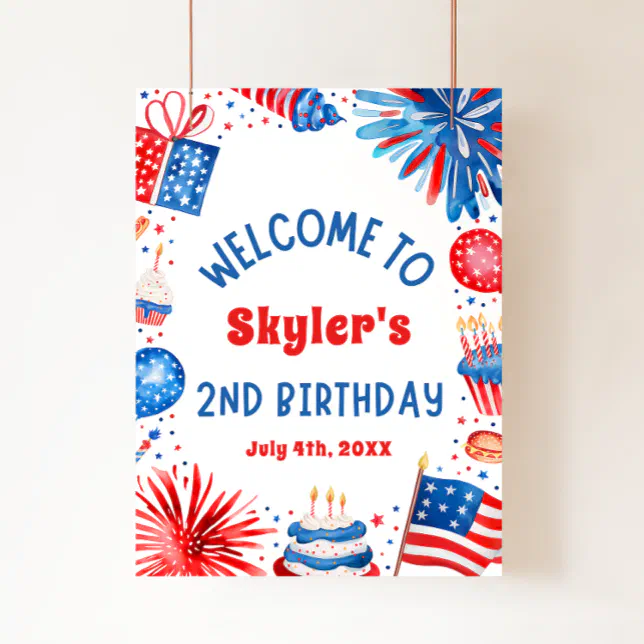 4th July Patriotic 2nd Birthday Party Welcome Sign | Zazzle