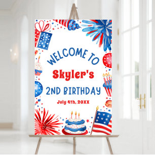 4th July Patriotic 2nd Birthday Party Welcome Sign