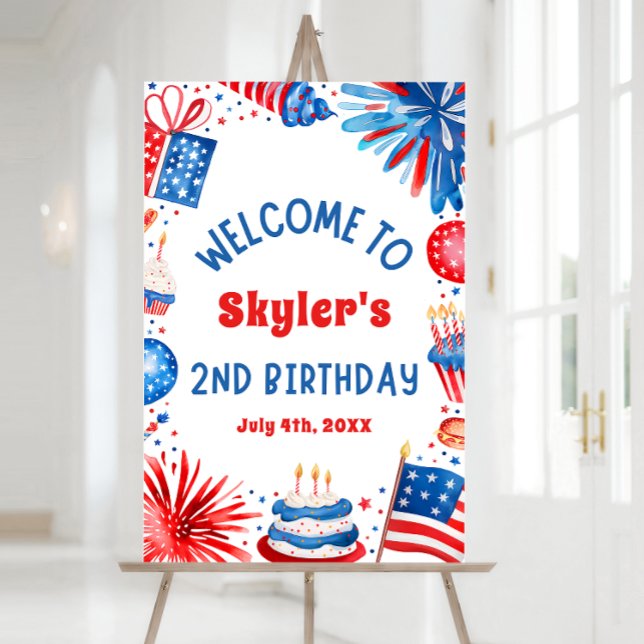 4th July Patriotic 2nd Birthday Party Welcome Sign (Creator Uploaded)