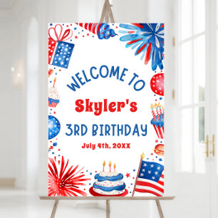 4th July Patriotic 3rd Birthday Party Welcome Sign