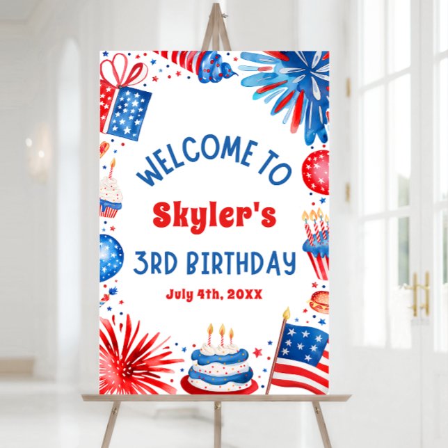 4th July Patriotic 3rd Birthday Party Welcome Sign (Creator Uploaded)