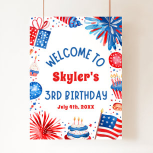 4th July Patriotic 3rd Birthday Party Welcome Sign