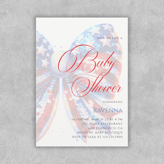 4th July Patriotic Bow Simple Template Baby Shower (Creator Uploaded)