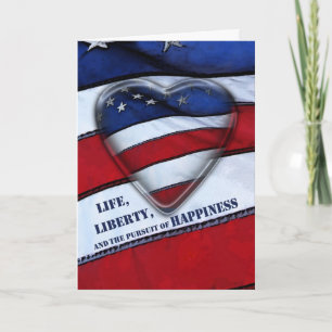 4th July Patriotic heart American Flag Card