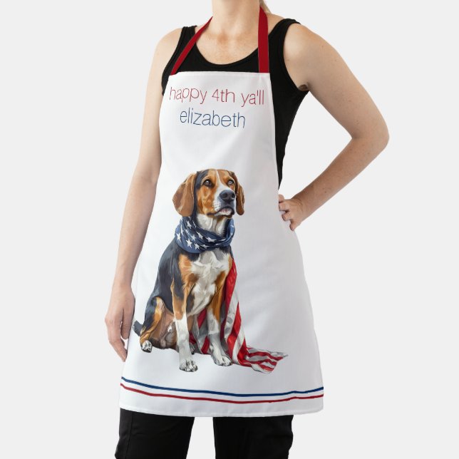 4th July Patriotic Hound Dog Personalized Apron (Insitu)