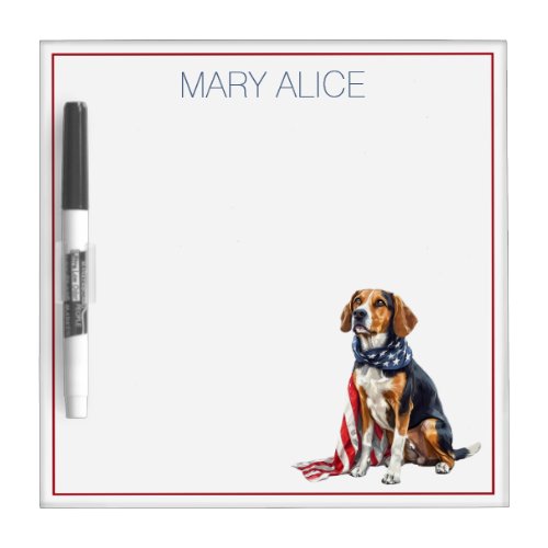 4th July Patriotic Hound Dog Personalized Dry Erase Board