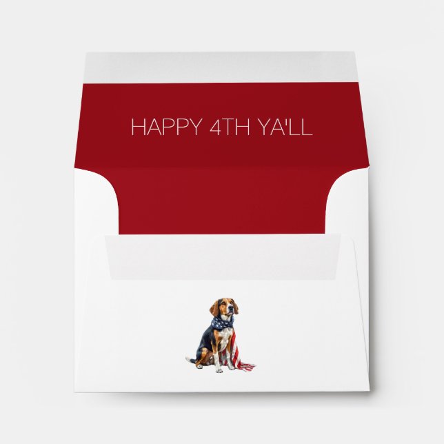4th July Patriotic Hound Dog Personalized Envelope (Back (Bottom))