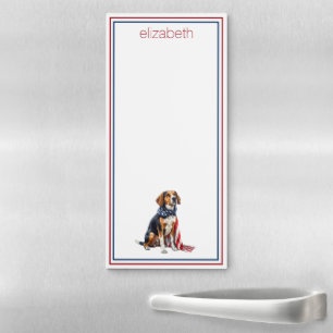4th July Patriotic Hound Dog Personalized Magnetic Notepad