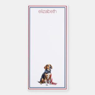 4th July Patriotic Hound Dog Personalized Magnetic Notepad