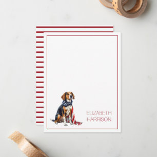 4th July Patriotic Hound Dog Personalized Note Card