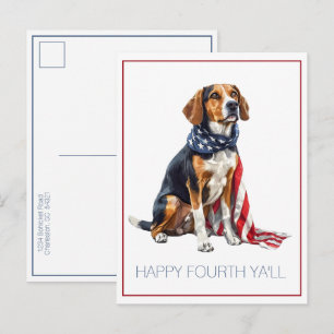 4th July Patriotic Hound Dog Personalized Postcard