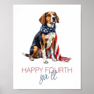4th July Patriotic Hound Dog Personalized Poster