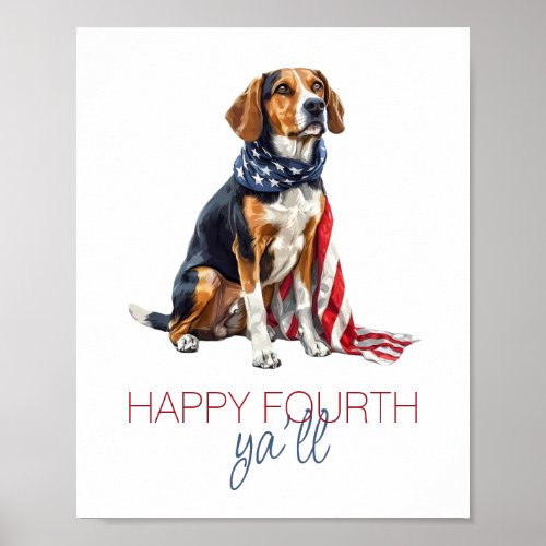 4th July Patriotic Hound Dog Personalized Poster