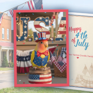 4th July Patriotic Lovebird Americana Pet Bird USA Card