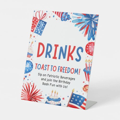 4th July Patriotic Red White and Blue Drinks Sign