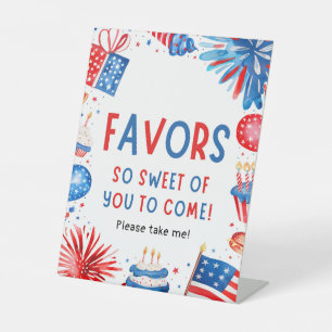 4th July Patriotic Red White and Blue Favors Sign